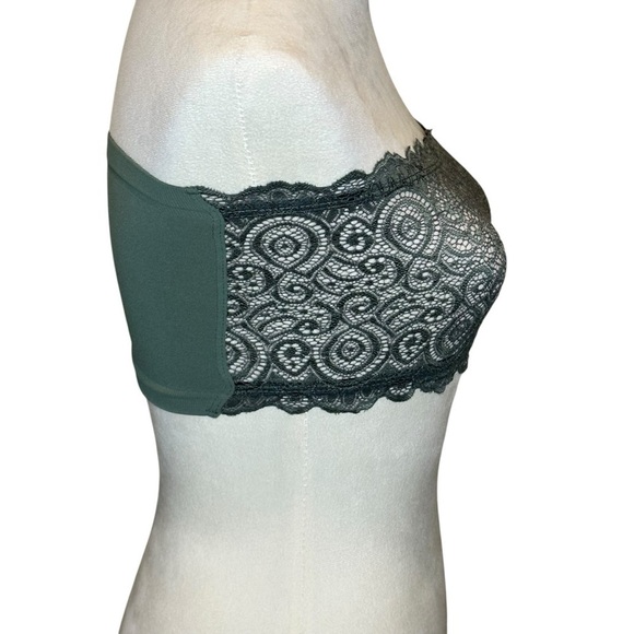 Free People Intimately Army Green Sheer Bandeau Strapless Bra Top XS S NWOT - Picture 5 of 7